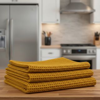 Țesătură din bumbac waffle ochre