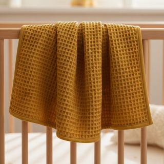 Țesătură din bumbac waffle ochre