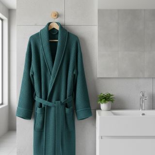 Țesătură din bumbac waffle petrol