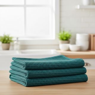 Țesătură din bumbac waffle petrol