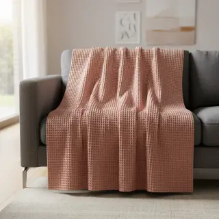 Țesătură din bumbac waffle blush