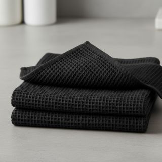 Țesătură din bumbac waffle black