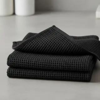 Țesătură din bumbac waffle black