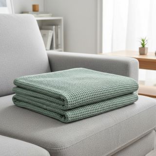 Țesătură din bumbac waffle dark green