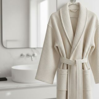 Țesătură din bumbac waffle ecru