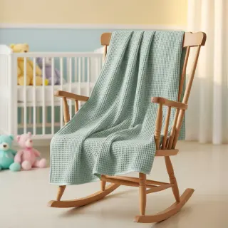 Țesătură din bumbac waffle green