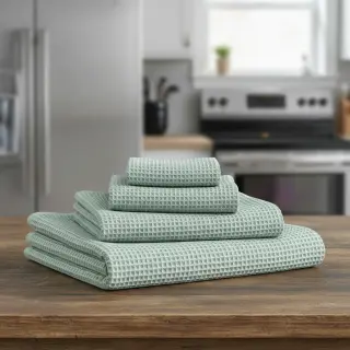 Țesătură din bumbac waffle green