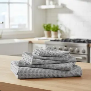 Țesătură din bumbac waffle grey