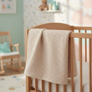 Țesătură din bumbac waffle light beige