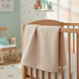 Țesătură din bumbac waffle light beige