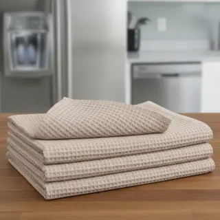 Țesătură din bumbac waffle light beige