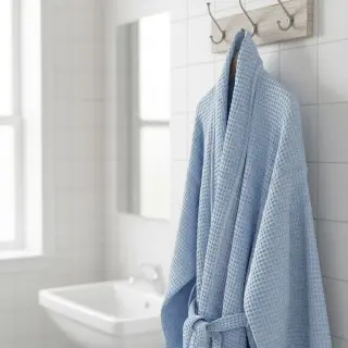 Țesătură din bumbac waffle light blue