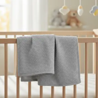 Țesătură din bumbac waffle light grey