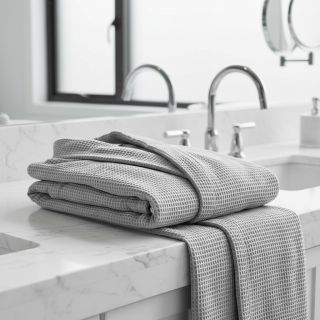 Țesătură din bumbac waffle light grey