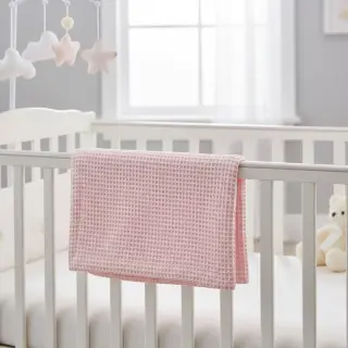 Țesătură din bumbac waffle light rose