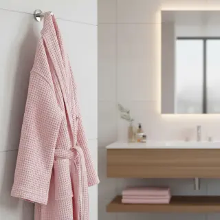 Țesătură din bumbac waffle light rose