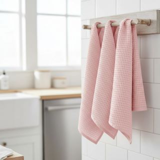 Țesătură din bumbac waffle light rose