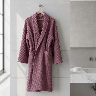 Țesătură din bumbac waffle mauve