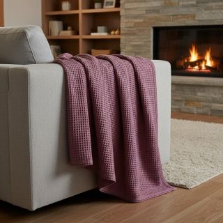 Țesătură din bumbac waffle mauve