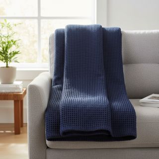 Țesătură din bumbac waffle navy