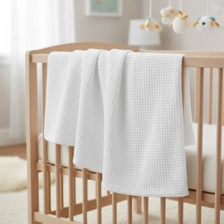 Țesătură din bumbac waffle white