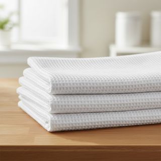 Țesătură din bumbac waffle white