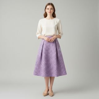 Material textil matlasat Flowers lavender