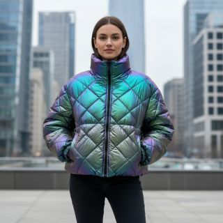 Material textil matlasat FOIL Rainbow multi