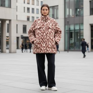 Material textil matlasat Blurry Ikat brown