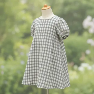 Mușelină LINEN YARN DYED Checks grey natural