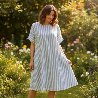 Mușelină YARN DYED Line blue