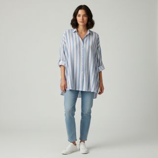 Mușelină YARN DYED Line blue