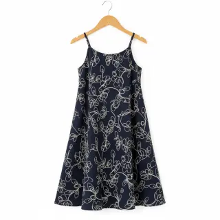 Mușelină EMBROIDERY Climbing flowers navy
