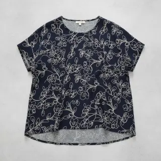 Mușelină EMBROIDERY Climbing flowers navy