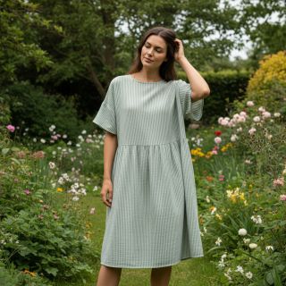 Mușelină YARN DYED Stripes old green