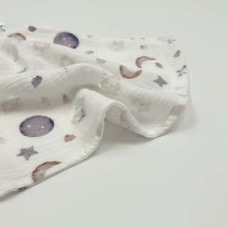 Mușelină Moon white digital print ORGANIC