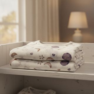 Mușelină Moon white digital print ORGANIC