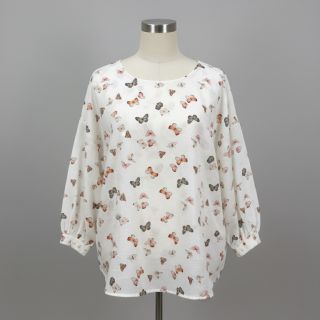 Mușelină Butterflies white digital print