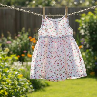 Mușelină Cherries white digital print