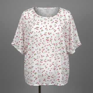 Mușelină Cherries white digital print