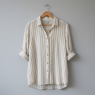 Mușelină YARN DYED Thin strip beige