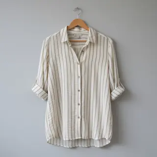 Mușelină YARN DYED Thin strip beige