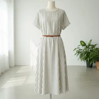 Mușelină YARN DYED Thin strip navy