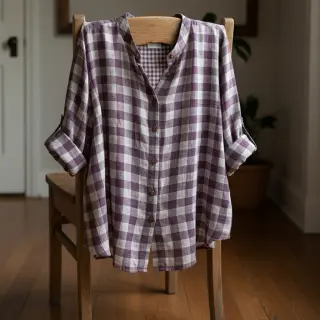 Mușelină Double sided CHECKS MINI grape