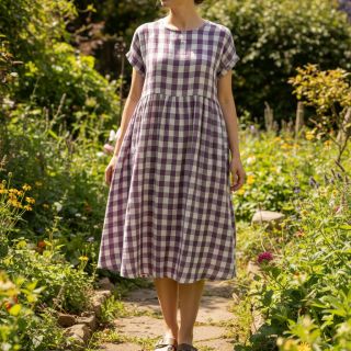 Mușelină Double sided CHECKS MINI grape