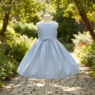 Mușelină YARN DYED Stripes light blue