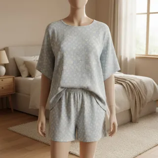 Mușelină JACQUARD Dots light blue