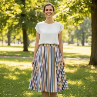 Mușelină yarn dyed Stripe purple