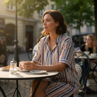 Mușelină yarn dyed Stripe purple