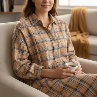 Mușelină Double sided CHECKS multicolour brown